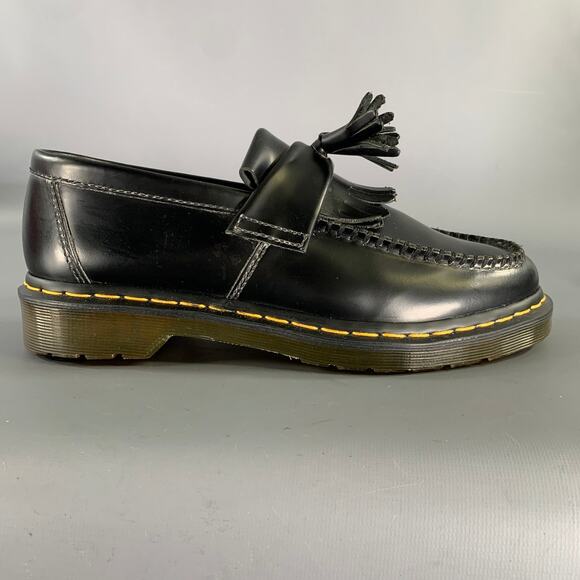 DR. MARTENS Size 9 Black Leather Eyelash & Tassel Loafers